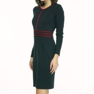Amelia black dress with red piping, size 6
